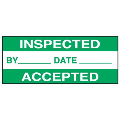Write-On Status Roll Labels - Inspected By ___ Date ___ Accepted
