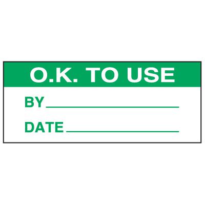 Write-On Status Roll Labels - Ok To Use By ___ Date ___