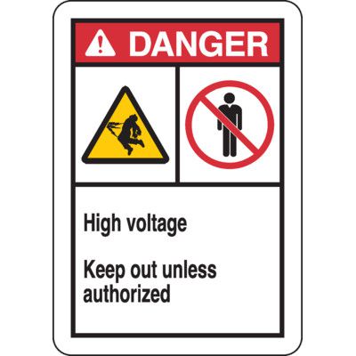 ANSI Multi-Message Safety Signs - Danger High Voltage