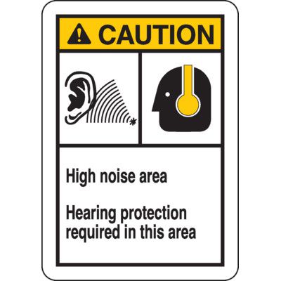 ANSI Multi-Message Safety Signs - Caution High Noise Area