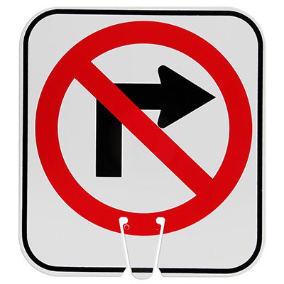 Arrow Sign Traffic Cone Signs - No Right Turn Symbol V-SNRT