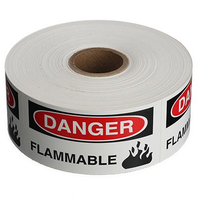 Safety Labels On A Roll - Danger Flammable