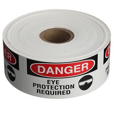 Safety Labels On A Roll - Danger Eye Protection Required