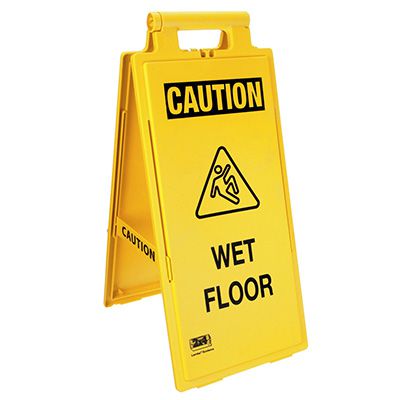 Cortina Lockin'arm Floor Stand Signs - Caution Wet Floor With Graphic