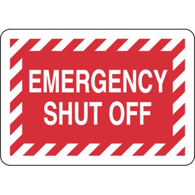 Adhesive Vinyl Fire Exit Signs - Emergency Shut Off
