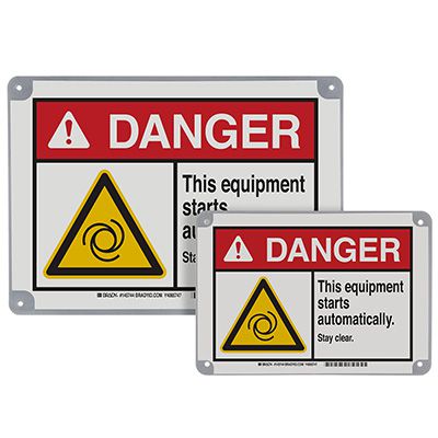 ToughWash® Encapsulated Signs - Danger Equipment Starts Automatically