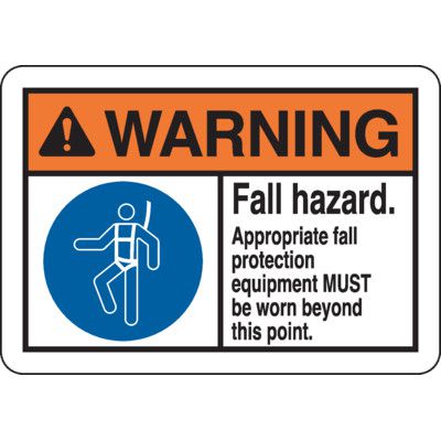 ANSI Z535 Safety Signs - Warning Fall Hazard Fall Protection