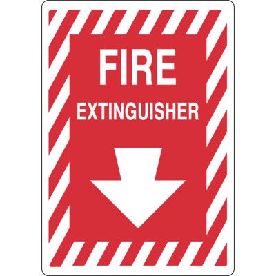 Glow In The Dark Fire Extinguisher Sign - Down Arrow