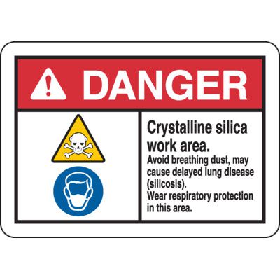 Danger Crystalline Silica -Dust Hazard Signs