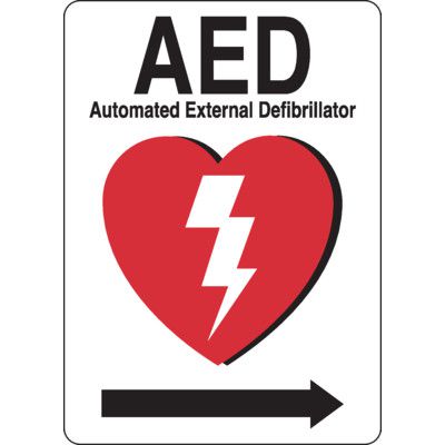 1-Way View AED Sign - (Includes Arrow Graphic)