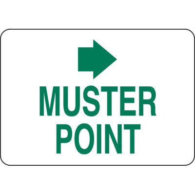 Muster Point w/ Right Arrow Sign (Horizontal)