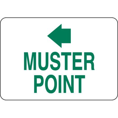 Muster Point w/ Left Arrow Sign (Horizontal)