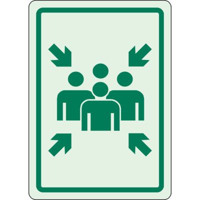 Glow-In-The-Dark Muster Point With Arrows Sign