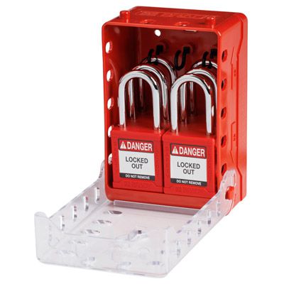 Ultra Compact Group Lockout Box with Nylon Safety Lockout Padlocks