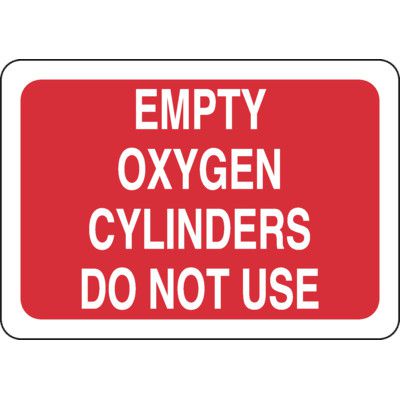 Cylinder Status Signs - Empty Oxygen Cylinders Do Not Use