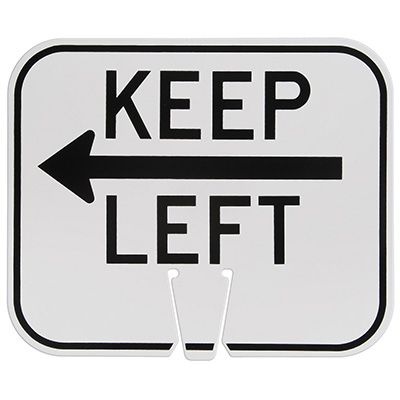 Traffic Cone Signs - Keep Left with Arrow Graphic