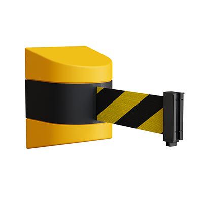 Yellow ABS Fixed Wall Mount Retractable Belt Barrier - 10ft Yellow/Black