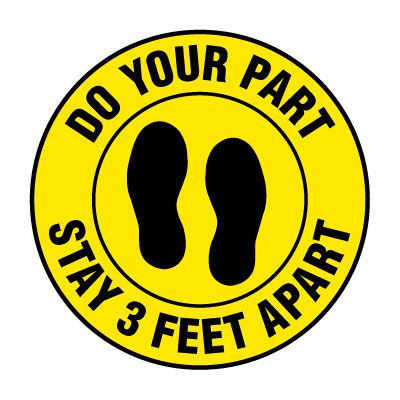 Floor Markers - Stay 3 Feet Apart - Yellow