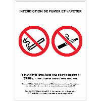 Panneaux et autocollants duos avec décrets - Interdiction de fumer et vapoter