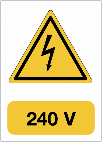 Panneau adhésif de voltage A5 "Danger électricité - 240 V"