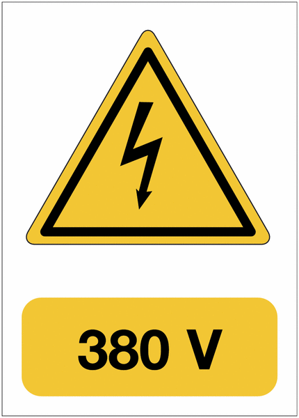 Panneau adhésif de voltage A5 "Danger électricité - 380 V"