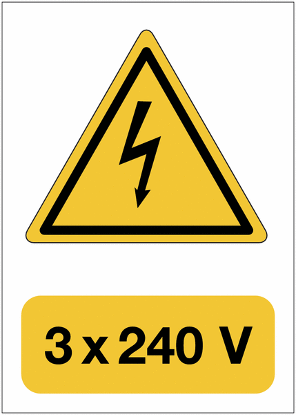 Panneau adhésif de voltage A5 "Danger électricité - 3x240 V"