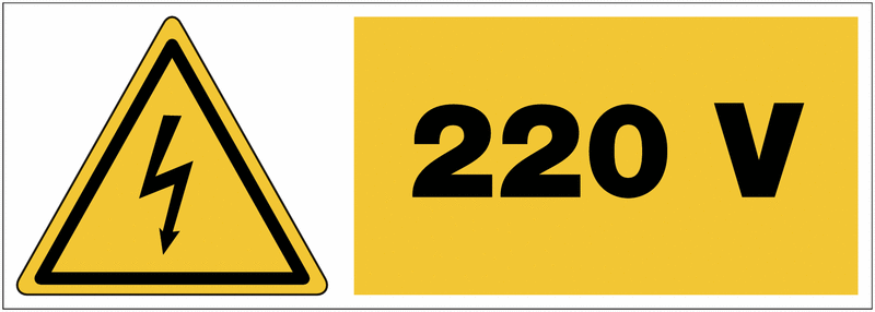 Panneau adhésif de tension "Danger électricité - 220 V"