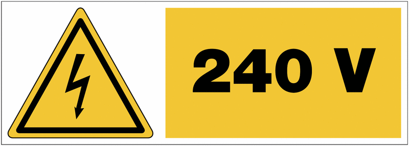 Panneau adhésif de tension "Danger électricité - 240 V"