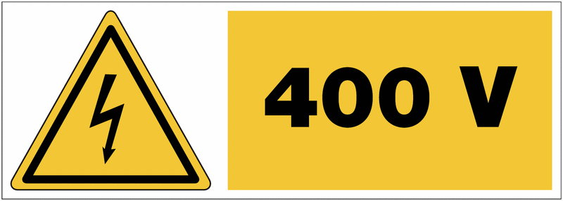 Panneau adhésif de tension "Danger électricité - 400 V"