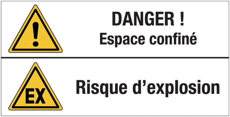 Panneau standard "Danger général - Espace confiné - Atmosphère explosive"