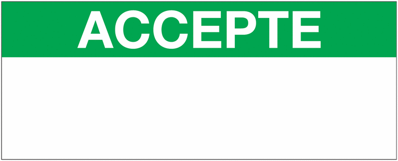 Etiquettes de contrôle en papier - Accepté
