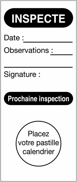Etiquettes d'inspection pour pastilles calendrier à poinçonner - Inspecté