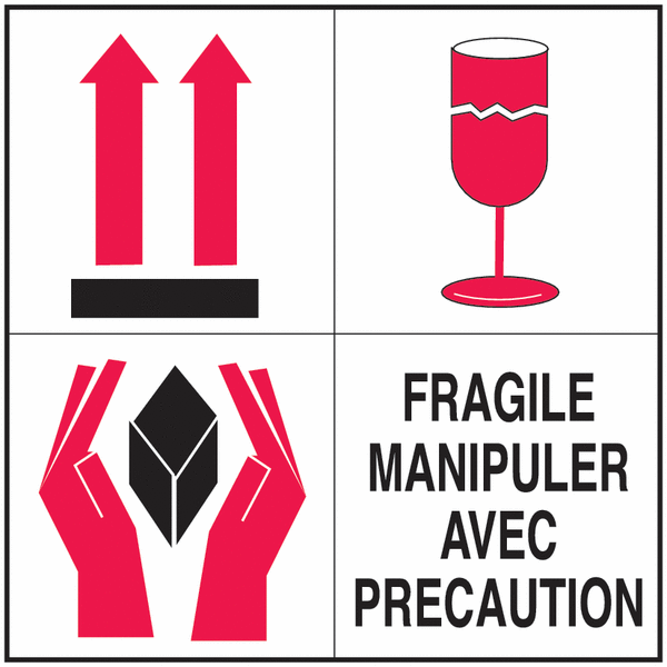 Etiquettes d'expédition multisymboles - Fragile manipuler avec précaution
