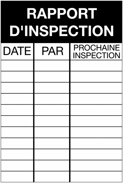 Etiquettes de contrôle avec historique - Rapport d'inspection