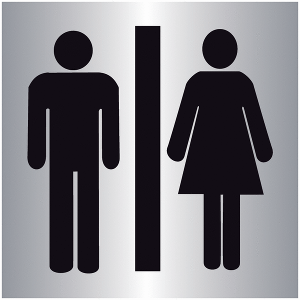 Plaques signalétiques colorées adhésives "Toilettes homme et femme"