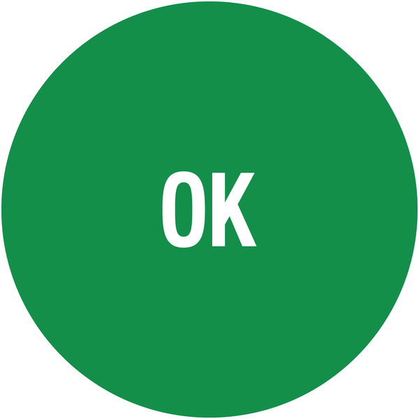 Pastilles de contrôle avec adhésif enlevable "OK"