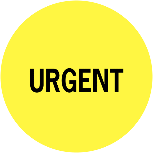 Pastilles informatives avec adhésif permanent "Urgent"