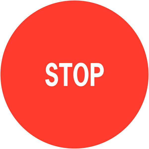 Pastilles adhésives rouges de gestion de stock avec texte "Stop"