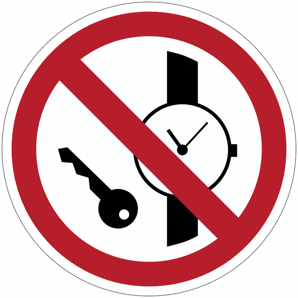 Panneaux ISO 7010 "Articles métalliques ou montres interdits" - P008