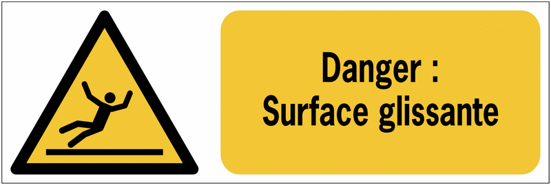 Panneaux ISO 7010 de danger à message horizontal - surface glissante - W011