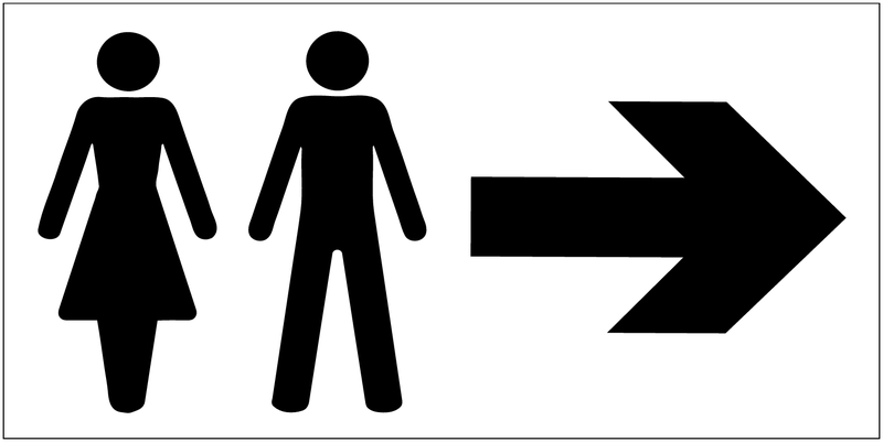 Panneau d'information Toilettes homme et femme - Flèche directionnelle