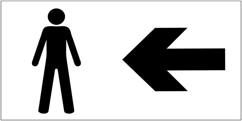 Panneau d'information Toilettes homme - Flèche directionnelle