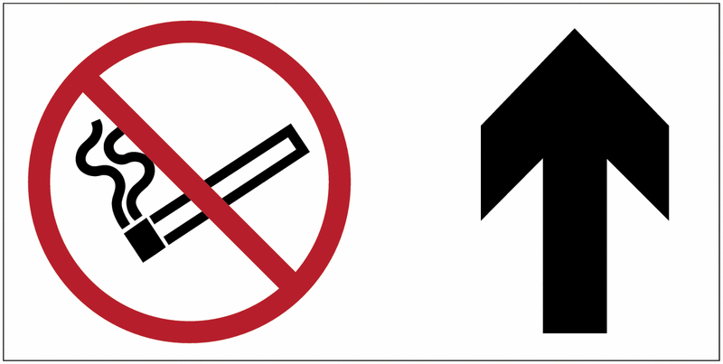 Panneau d'information Interdiction de fumer - Flèche directionnelle
