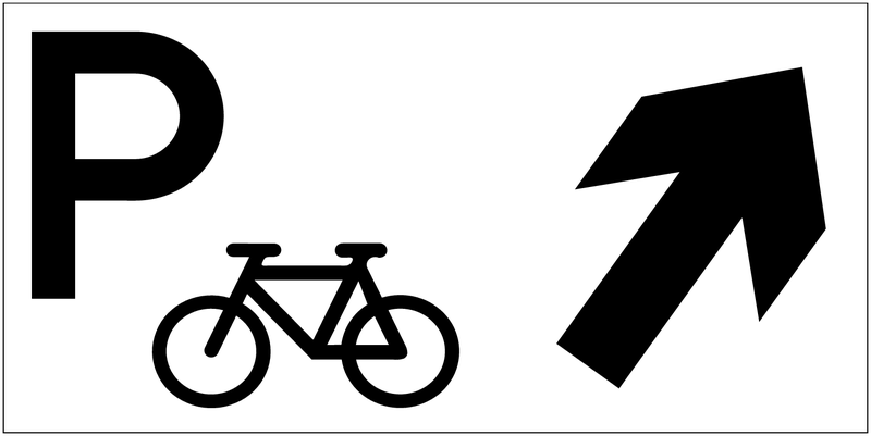 Panneau ISO 7001 "Parking vélos" + flèche - TF021