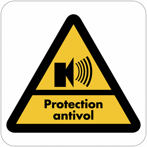 Autocollant dissuasif en vinyle "Bâtiment sous alarme - Protection antivol"