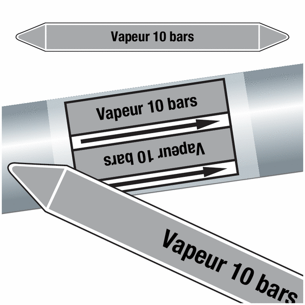 Marqueurs de tuyauteries CLP "Vapeur 10 bars" (Vapeur)