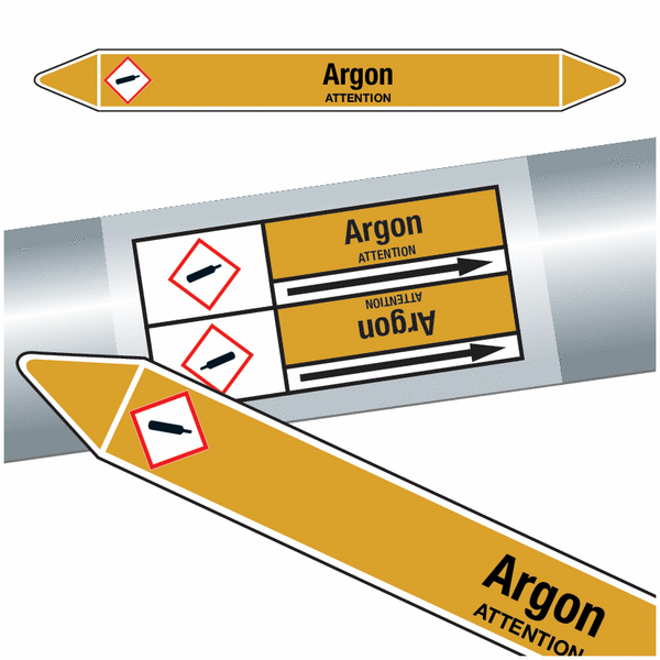 Marqueurs de tuyauteries CLP "Argon" (Gaz)