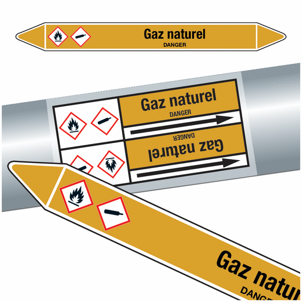 Marqueurs de tuyauteries CLP "Gaz naturel" (Gaz)
