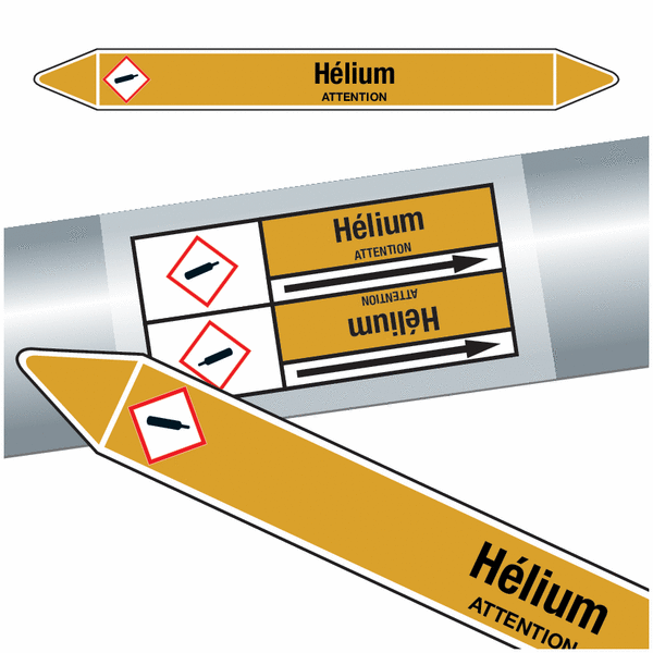 Marqueurs de tuyauteries CLP "Hélium" (Gaz)
