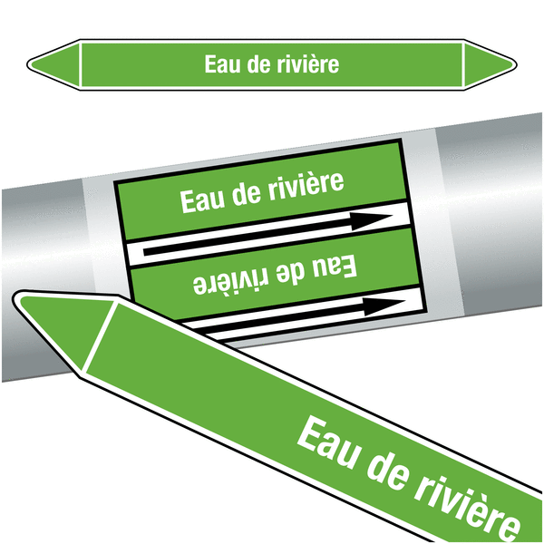 Marqueurs de tuyauteries CLP "Eau de rivière" (Eau)